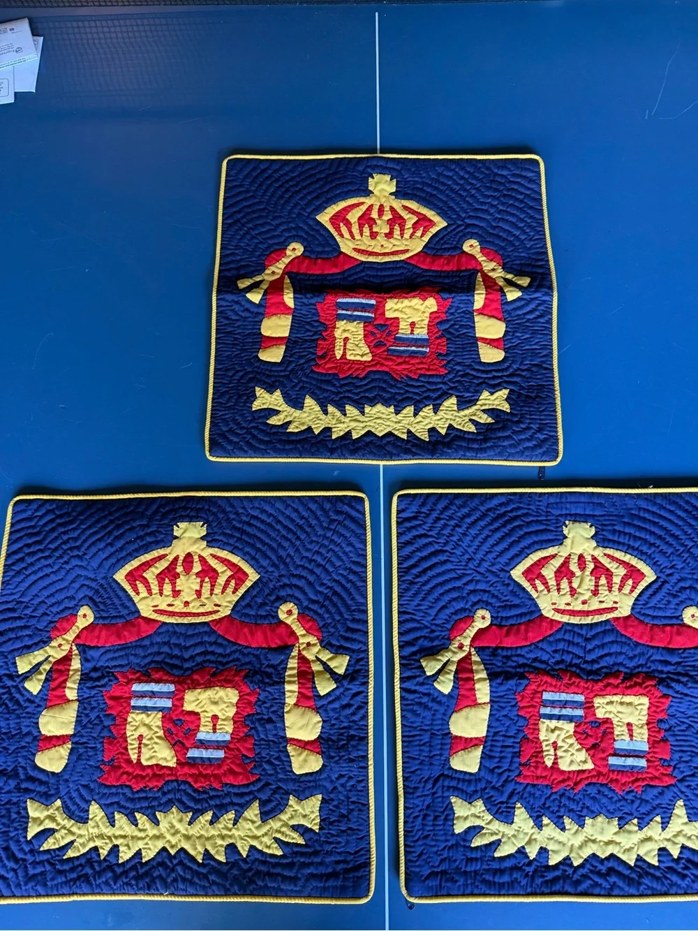 Lot of Three Hand Stitched 18